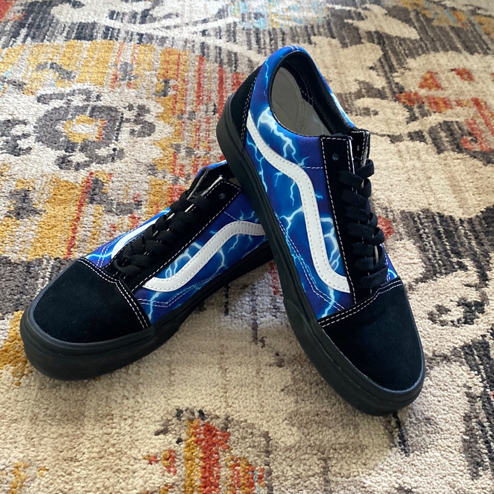 Vans Old Skool Lightning Black & Blue Skate Shoes